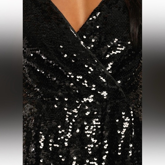 Lulu's Black Sequin Wrap Jumpsuit - Picture 5 of 14